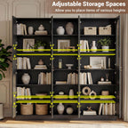 Cyclysio 80" Tall Pantry System with Tempered Glass Doors, Arched Corner Pantries with 6-Tier Open Shelves, Wooden Storage Organizer Cabinets for Living Room, Kitchen, Bathroom