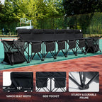 EVER ADVANCED 6 Seats Folding Soccer Team Bench with Carry Bag, Portable Soccer Sideline Chairs with Side Storage Basket, Sports Football Seating for Camping & Outdoor Games Events