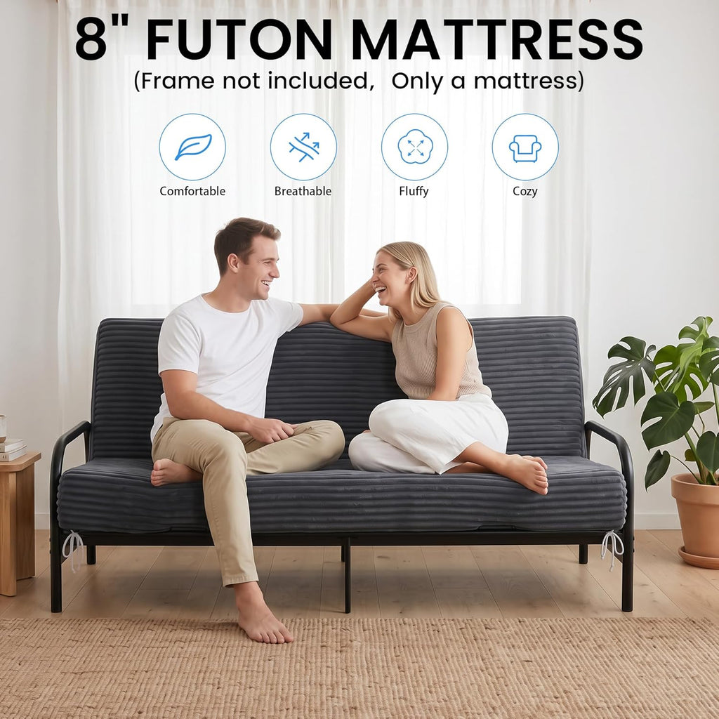 HOMBYS 8 Inch Memory Foam Futon Mattress Full Size, Split Foldable Futons Sofa Couch Bed Floor Mattress, Convertible Sofa Bed Mattress Fits Most Daybed and Futon Frames, 75" x 54"(Frame Not Included)