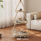 Tree-Shaped Side Table Metal 3-Tier End Table with Rolling Wheels Couch Tables for Small Space, Living Room, Bedroom Green