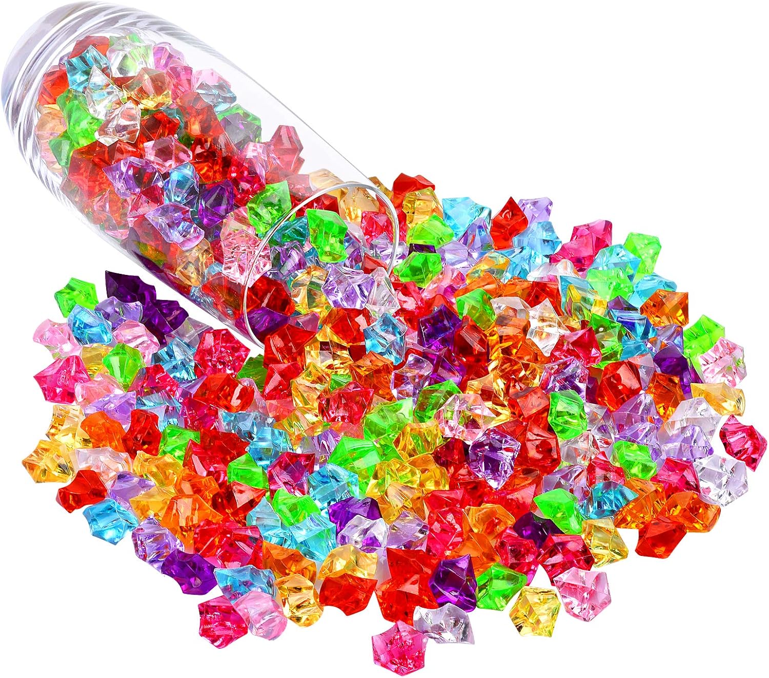 180-190pcs Multicolored Acrylic Fake Gems, Crushed Ice Rocks, Plastic Gems Jewels for Vase Fillers, Table Scatter, Sensory Bin Filler, Photo Props Christmas Decor, Decoration Wedding Display