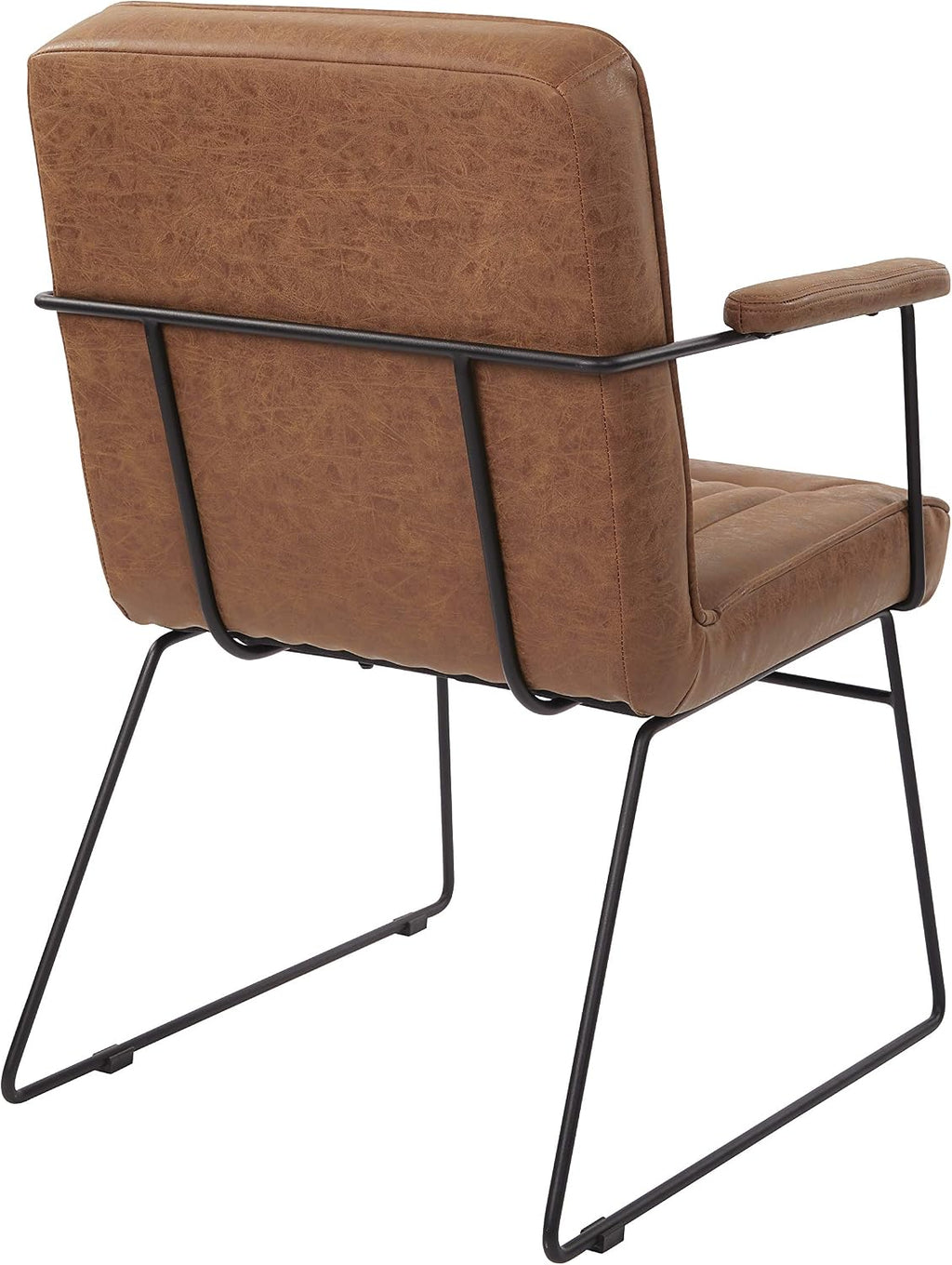 OSP Home Furnishings GT Faux Leather Accent Chair with Padded Armrests and Metal Frame, Sand