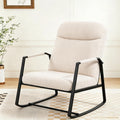 HOMEFUN Nursery Rocking Chair,Patio Rocking Chair,Upholstered Glider Rocker with Padded Seat and High Backrest Safe and Comfy Armchair for Living Room Office,Front Porch, Garden, Patio, Backyard Cream