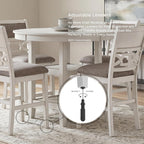 Signature Design by Ashley Erinberg Casual Counter Height Dining Table and 4 Armless Upholstered Bar Stools with Footrest and 2 Shelves, Set of 5, White & Light Gray