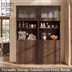 Kitchen Pantry Storage Cabinet，70.8 inch Tall Storage Cabinet with Doors and 2 Shelves & Drawer, Freestanding Pantry with Large Storage Drawer for Dining Room Walnut