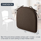 TushGuard Chair Cushions, 4 Pack Memory Foam Chair Pads, Seat Cushion, Kitchen Chair Cushions Set of 4, Anti-Slip Backing & Fixed Straps,Brown