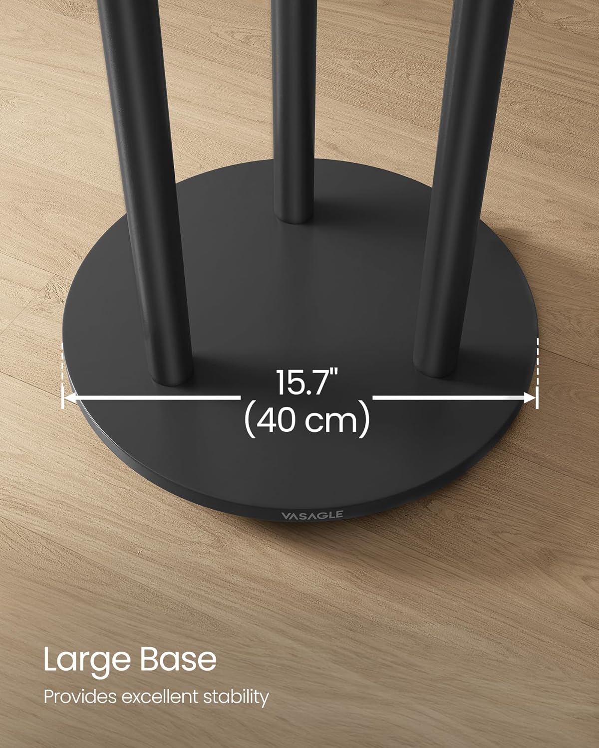 VASAGLE Freestanding Coat Rack Stand, Coat Tree with 11 Hooks, 3 Shelves, 4 Removable 360° Swivel Wheels, Wooden Hooks and Poles, for Entryway, Bedroom, Living Room, Ink Black URCR023B01