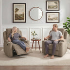 Oversized Nursery Rocking Chair Set of 2, 270° Swivel Glider Recliner Chair with USB & Type-C Ports, Cup Holders & Armrest Storage, Soft Chenille Nursery Chair for Living Room, Bedroom