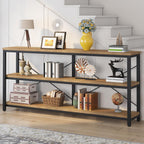Tribesigns 70.9-Inch Console Table, 3-Tier Industrial Sofa Table with Metal Frame, Modern Behind Couch Table with Storage Shelves for Living Room Entryway Hallway Foyer (Light Brown)