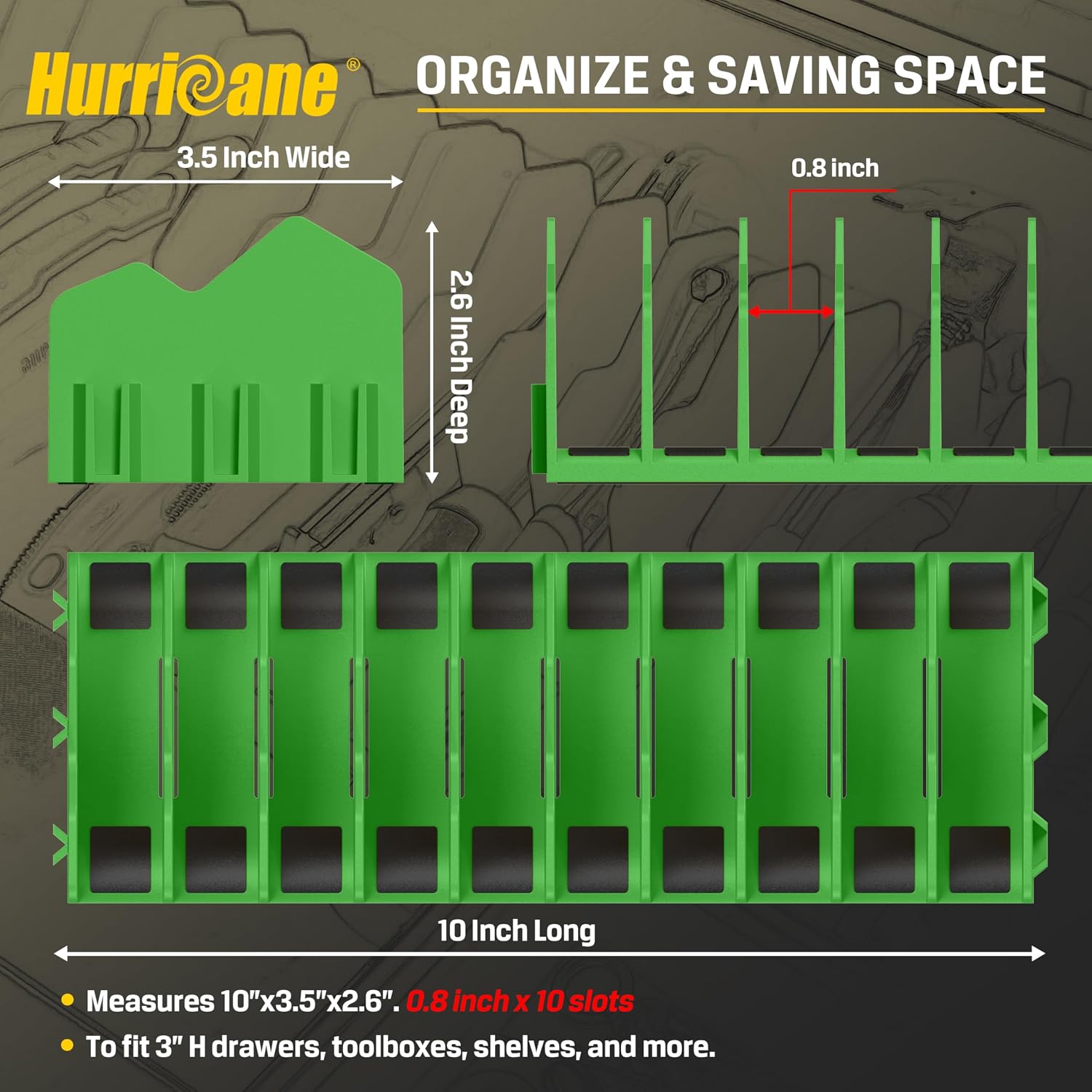 HURRICANE Pliers Organizer Rack with Non-Slip Rubber Base, Extendable Design, Blue and Green, 2 Pack