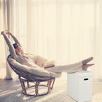 Relaxdays Stool with Storage Space, Imitation Leather, Upholstered, Foldable, Living Room, HWD: 49 x 48.5 x 27 cm, White, Fibreboard