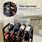 28-Bottle Wine Rack Free Standing Floor, Solid Wood 7-Tier Display Wine Storage Shelves with Tabletop, Wobble-Free Bottle Holder for Cellar Kitchen Bar Dining Room Living Room