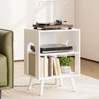 Masupu Night Stand, 3-Tier Modern Nightstand with Open Storage, Wooden Bed Side End Table for Small Space, Living Room, Bedroom, Nursery, White