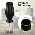 Grave Vases for Cemetery with Metal Spikes and Drainage Holes,Cemetery Vases for Headstones Memorial Gifts Loss of Loved One (Black)
