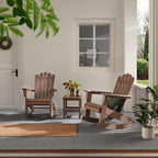 Psilvam Adirondack Rocking Chair Set of 2, Eco-Friendly Wood-Style Outdoor Patio Rocker - Heavy Duty 350 lbs Capacity, All-Weather Recycled Plastic, Easy Assembly (Brown)