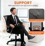 NEO Chair Office Computer Chair Mid Back Desk Ergonomic Mesh Gaming Seat Comfy Lumbar Support Rolling Wheels Adjustable Height Swivel for Home Task (All Black)