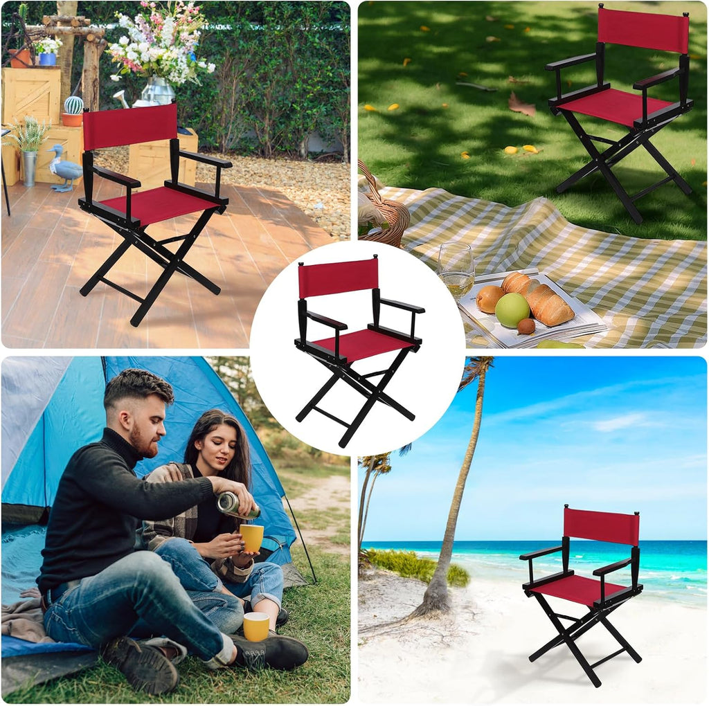 Director Chair Replacement Canvas, Directors Chair Replacement Covers For Beach Chairs, White Black Red Rainbow Canvas Seat Stool Protector For Home Director (Red)