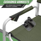 Directors Chair, 31“Tall Foldable Camping Chairs, Folding Aluminum Frame Vanity Chair, Makeup Artist Chair, Portable Camping Chair with Side Table, Cup Holder and Pockets, 250lbs Capacity (Green)