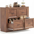 39" Sideboard Buffet Cabinet with 4 Drawers, Storage Credenza with Toe-Kick Design, Modular Cabinet System Expandable for Living Room, Entryway & Kitchen (1, Cracked Oak, 39 Inch)