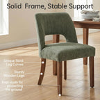 keoni Wooden Dining Chairs Set of 4, Mid Century Modern Upholstered Dining Room Chairs with Rubberwood Legs, Fabric Farmhouse Kitchen Chairs with Foot Pegs for Dining Room, Green
