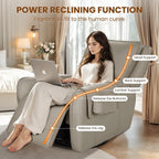 Power Swivel Rocking Recliner- Glider Rocking Chair for Adult - Nursery Glider for Breastfeeding,Quiet Motor, Faux Leather - Swivel Recliner for Living Room, Nursery (Khaki)