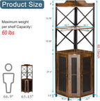 JKsmart Corner Bar Cabinet with LED Lights, 5-Tier Industrial Wine Bar Cabinet with Glass Holder, Farmhouse Liquor Cabinets with Shelf and Door, Home Bar for Coffee Bars, Rustic Brown