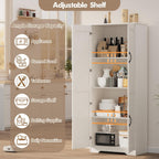 CABIHOME White Pantry Storage Cabinet 60" Tall, 2-Door Adjustable Shelf Cupboard for Kitchen, Bathroom, Living Room - Tall Storage Furniture