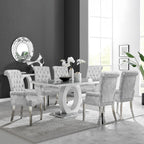 LOULENS Luxurious Velvet Dining Chairs, Modern Upholstered Dining Chair with Arms, Tufted High Back Dining Room Chairs with Stainless Steel Leg for Kitchen & Dining Room, Grey