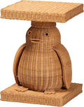 Bali & pari Pembroke Penguin End Table - Handwoven Rattan Sculptural Accent Side Table with Platform Base