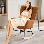 Rocking Chair, Indoor Comfort Sliding Chair with High Back, Side Pockets for Living Room, Bedroom, Nursery and Comfortable Reading Environment.