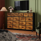 IDEALHOUSE 63'' Long Dresser with 18 Drawers for Bedroom - 18 Drawer Fabric Dresser TV Stand - Large Chest of Drawers for Living Room