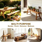 Bench——Wooden Bench Indoor ,Rustic FarmhouseNarrow Entryway Bench withNatural Solid Wood, Durable and Sturdy, Suitable for Dining Room, Bedroom, Porch and Other Narrow Spaces (39.3 * 10.2 * 17.7)，