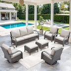 Belord Outdoor Ottomans for Patio - 250 LBS Weight Capacity PE Wicker Foot Rest Ottoman Set of 2 with Metal Frame Multipurpose Outdoor Foot Stool for Porch Balcony Backyard Brown