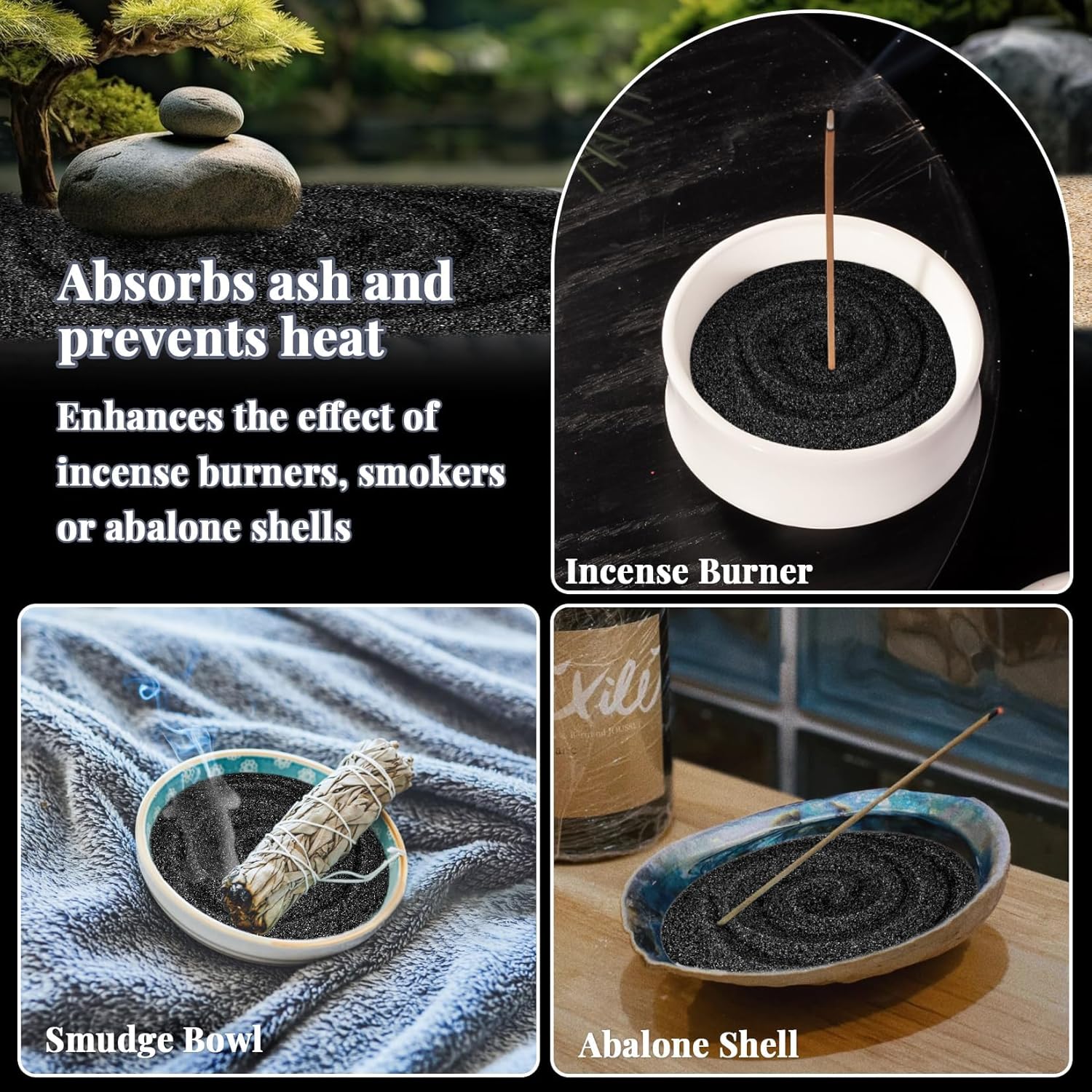 RAINFLOW 15 OZ Fine Balck Sand for Crafts - Colored Quartz Zen Garden Sand Decorative for Vases Filler, Wedding Unity Ceremony, Incense Burner, Ritual Incense,Eco Bottle