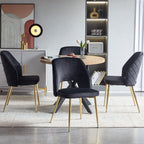 Velvet Black Dining Chairs Set of 4 Modern Accent Chairs Upholstered Dining Room Chairs with Gold Metal Legs Thick Cushions Armless Back Chair for Kitchen Living Room Vanity
