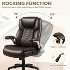 LEMBERI 500lbs Big and Tall Office Chair, Heavy Duty Executive Chair, High Back Desk Chair, Adjustable Lumbar Support, Pocket Spring Cushion, for Heavy People (Brown)