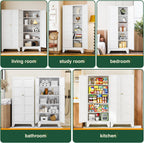 Letaya 72" H Metal Storage Cabinet with 2 Doors and 4 Shelves,Tall Kitchen Pantry Cabinets,Utility Pantry Organizers for Cupboard/Dining/Bathroom/Home Office/Garage (Black, 72" H x 18" D x 33.5" W)