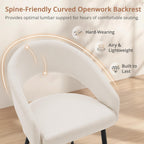 LUE BONA Modern Dining Chairs Set of 4, Upholstered Armrest Side Chairs for Kitchen & Dining Room, 18.5" Seat Height, Comfortable Curved Hollow Backrest, Black Metal Legs, Easy Assembly, Beige