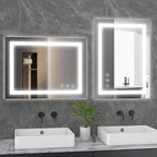 Sweetcrispy 24"x 32" Smart Anti-Fog LED Bathroom Mirror with Lights and Front Light & Backlit, 3 Color Temperatures, Dimmable, Memory Function, Rectangle Modern Vanity Mirror