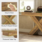 LITTLE TREE Entryway Table, 55" Narrow Console Table, Industrial Entryway Table with X-Shaped Legs, Narrow Sofa Hallway Foyer Table for Living Room, Entryway, Foyer, Rustic Brown