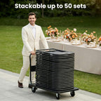 Black Folding Chairs 10 Pack Foldable Plastic Stackable Sturdy Seats for Office Family Wedding Dinner Party Events Entertaining, Steel Frame, Heavy Duty 350 lbs Capacity