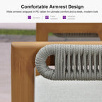 PURPLE LEAF Outdoor Bar Height Bar Stool Set of 2 Rattan Bar Chair with Back Aluminum Modern Barstools for Patio Backyard Indoor Kitchen Teak