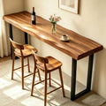 Bar Height Table Long Bar Table Solid Wood Farmhouse Bar Table Industrial Long Bar Height Table for Kitchen Coffee Shop, Pub, No Stool (Natural Wood Color, 47.3" L x 17.7" W x 41.3" H)