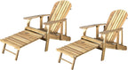 GDFStudio Noble House Hayle Reclining Wood Adirondack Chair w/Footrest (Set of 2) Natural