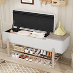 RUNNA Farmhouse Upholstered Storage Bench with Hidden Compartment, Modern Entryway Bench for Living Room,Entryway,and Hallways (Natural#14)