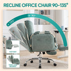 Criss Cross Office Chair with Foot Rest and Flip Armrests for Pets | Cross Legged Office Chairs for Women Reclining Desk Chair Comfy Vanity Chair with Back and Wheels for Home Office Green