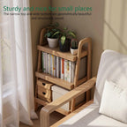 100% Solid Wood 3-Tier Ladder Shelf, Small Bookcase, Storage End Table, Open Display Stand for Living Room, Bedroom, Kitchen, Bathroom (Original Wood Color)