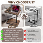 Large C-Shaped End Table, Swivel TV Tray, Couch Side Table Wood | Adjustable Height 360° Swivel, Slide Under Sofa, Multi-Use Couch/Bed/Overbed Table, Small TV Dinner Tray For Couch Dining