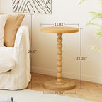 Round Side Table, Drink Table for Small Spaces, Modern Accent Nightstand with Rubberwood Leg for Living Room, Bedroom, Corners, and Office (1, Dark Natural)