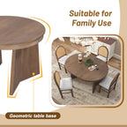 Harper & Bright Designs 5-Piece Extendable Round Dining Table Set for 4, Modern Kitchen Table Set with 4 Upholstered Chairs, Kitchen Table and Chairs Set for Kitchen Dining Room Home, Walnut+Beige
